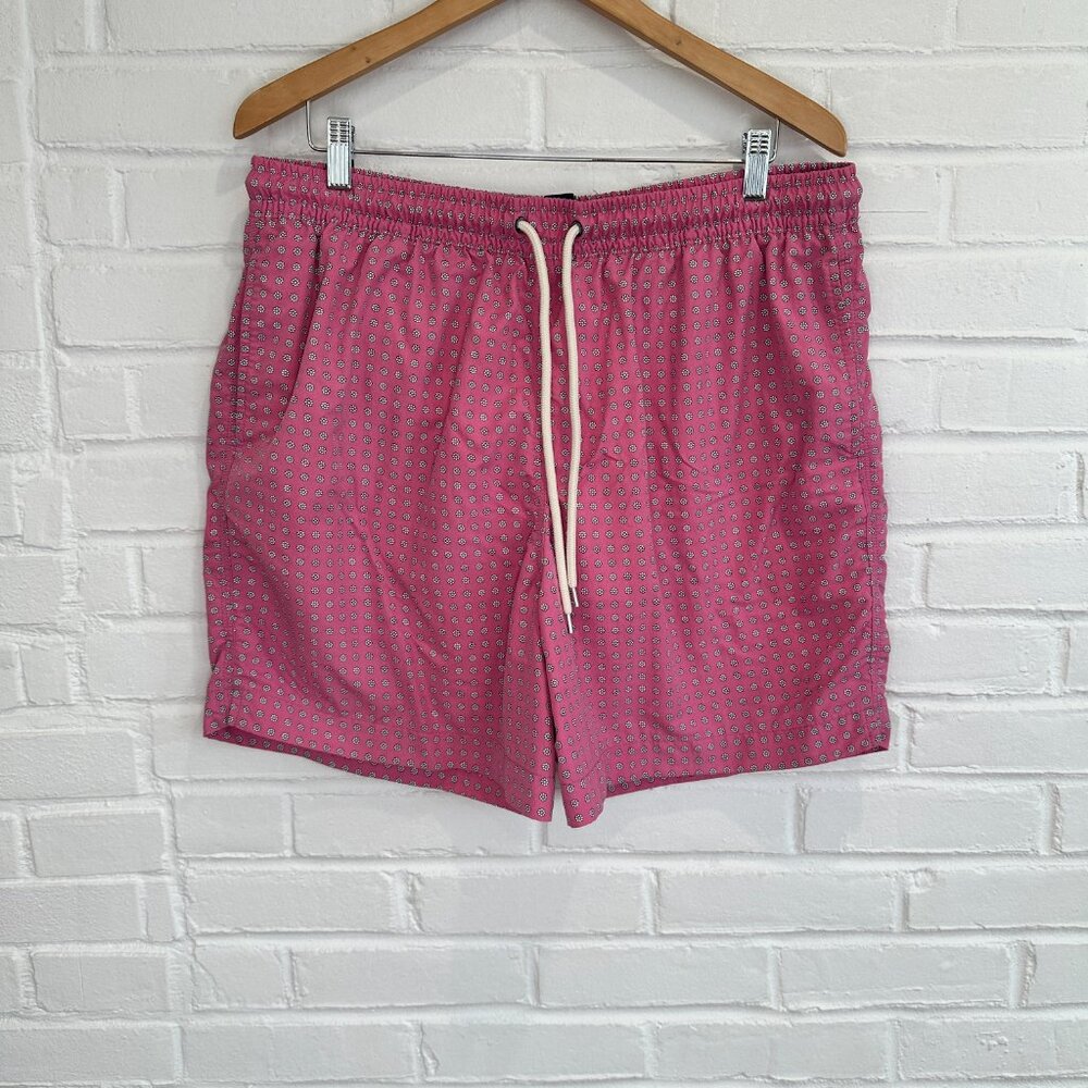 Brooks Brothers Swim Trunks 5" Pink Flower Print Preppy Bathing Suit Men's XL